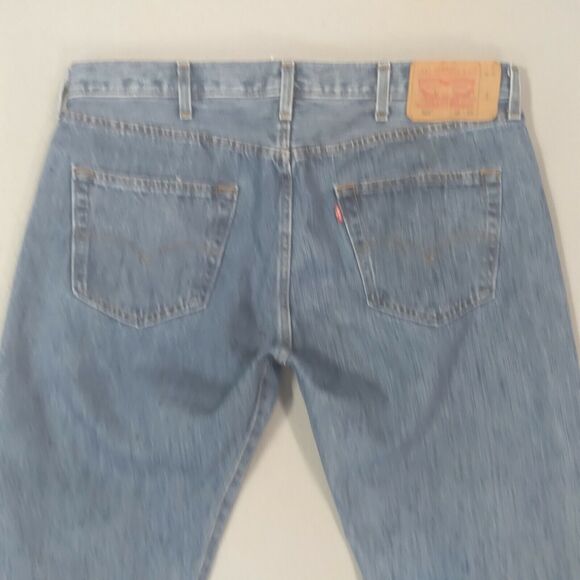 Levi's 501 jeans mens 38 x 29 original straight button fly blue denim pants - Picture 8 of 12